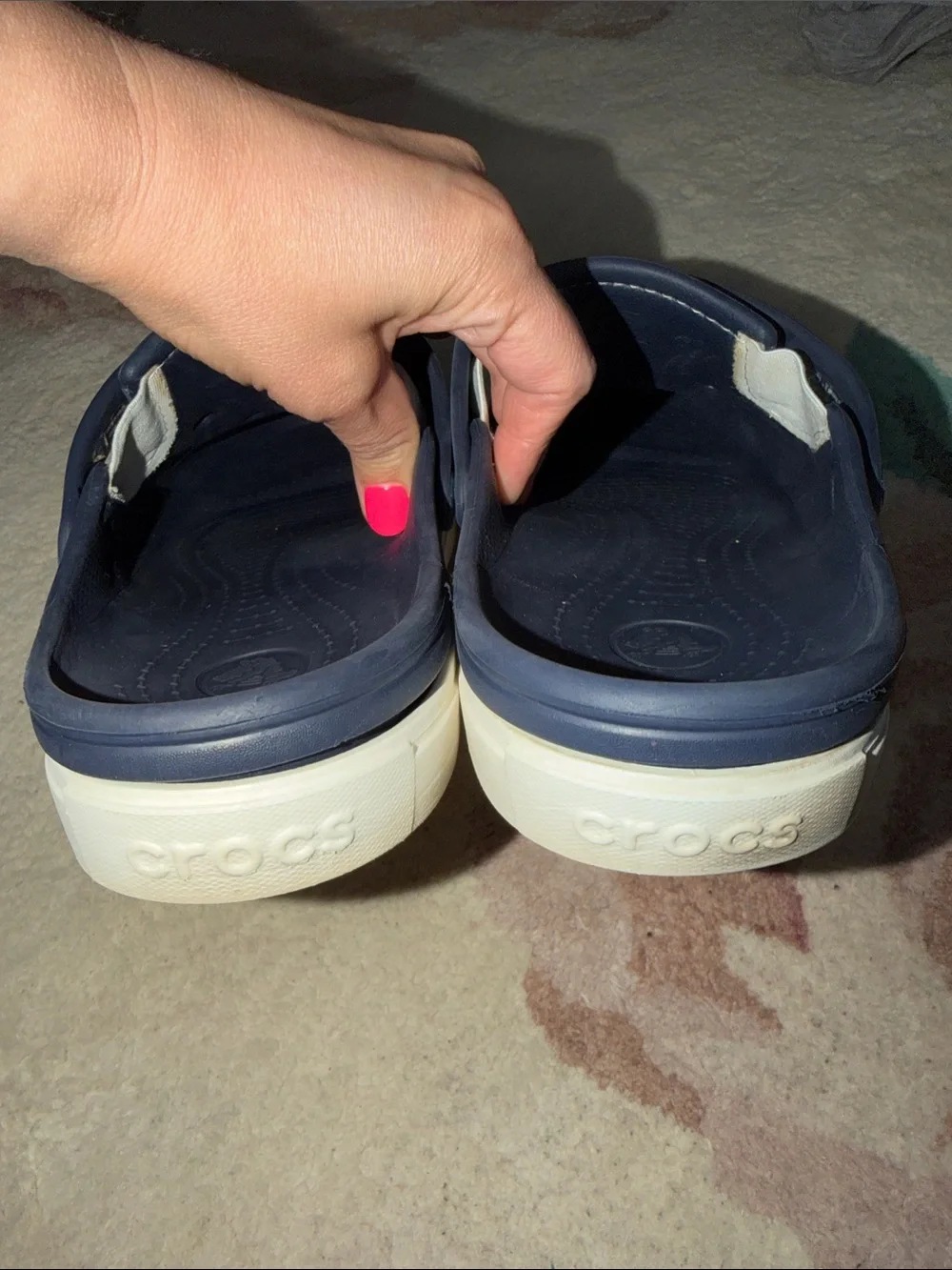CROCS Men's Navy and White Slip-On Clog Sandals
